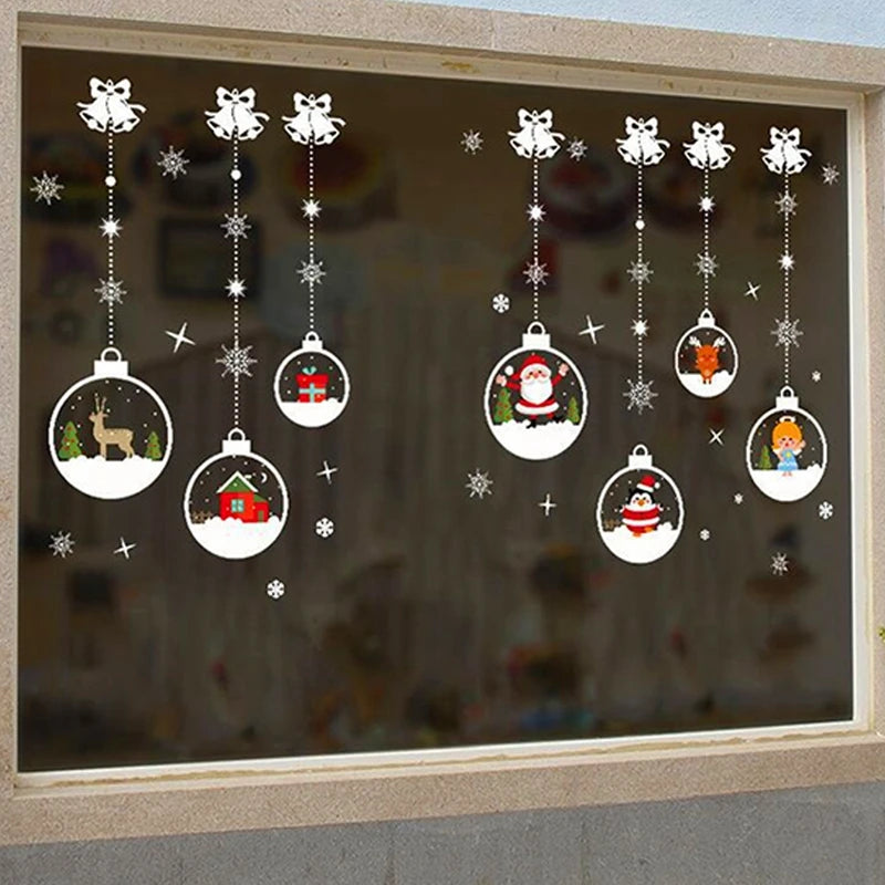 2025 Merry Christmas Wall Sticker Window Glass Merry Christmas Decor for Home Living Room Wall Decor 2026 Happy New Year Sticker