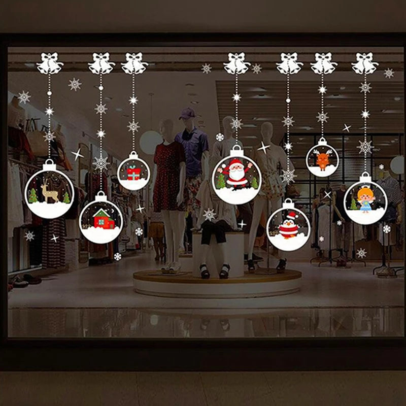 2025 Merry Christmas Wall Sticker Window Glass Merry Christmas Decor for Home Living Room Wall Decor 2026 Happy New Year Sticker