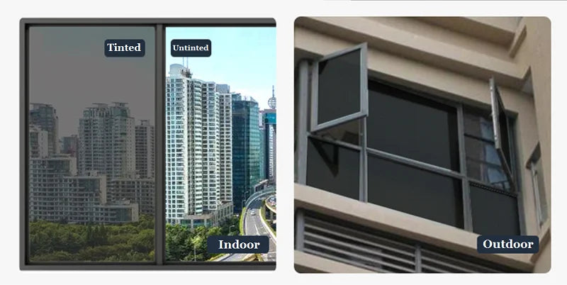 Window Privacy Film One Way Daytime Privacy Static Cling Sun Blocking Anti UV Reflective Window  for Home and OfficeBlack Silver