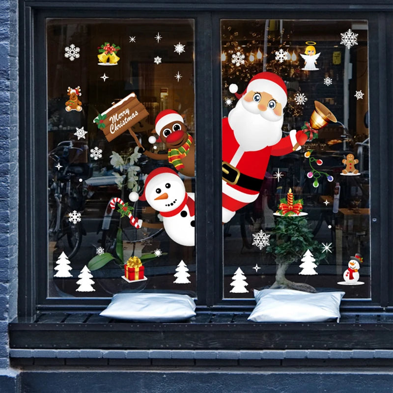2025 Merry Christmas Wall Sticker Window Glass Merry Christmas Decor for Home Living Room Wall Decor 2026 Happy New Year Sticker