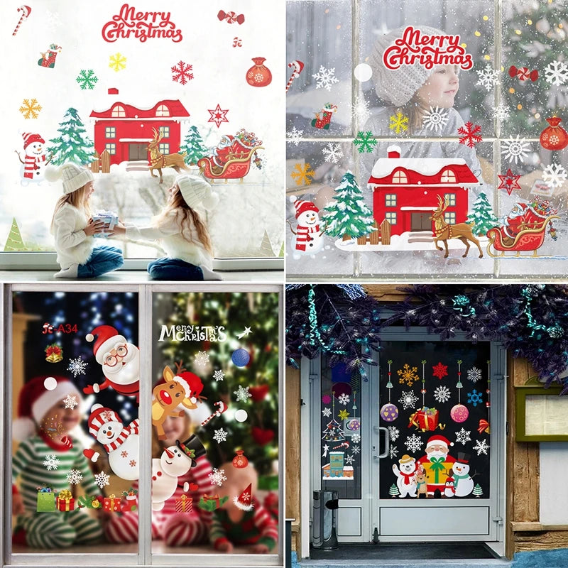 2025 Merry Christmas Wall Sticker Window Glass Merry Christmas Decor for Home Living Room Wall Decor 2026 Happy New Year Sticker