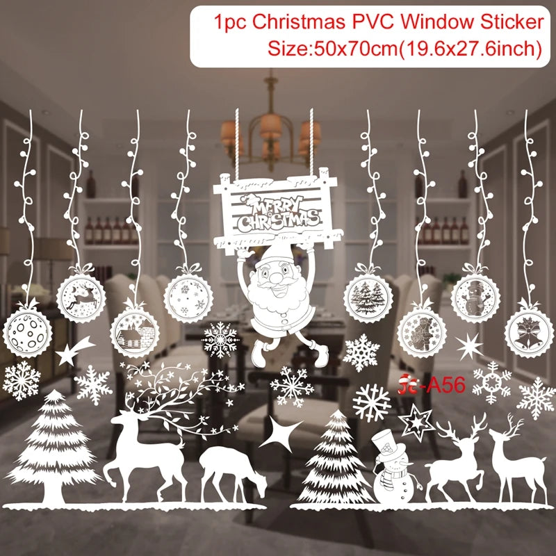 2025 Merry Christmas Wall Sticker Window Glass Merry Christmas Decor for Home Living Room Wall Decor 2026 Happy New Year Sticker