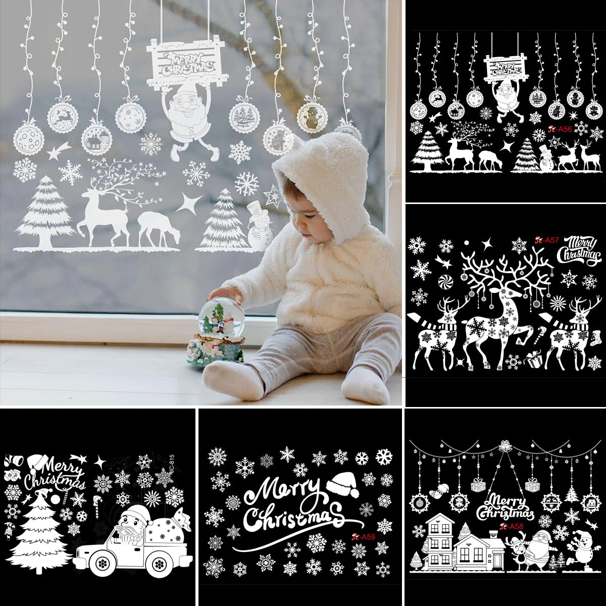 2025 Merry Christmas Wall Sticker Window Glass Merry Christmas Decor for Home Living Room Wall Decor 2026 Happy New Year Sticker