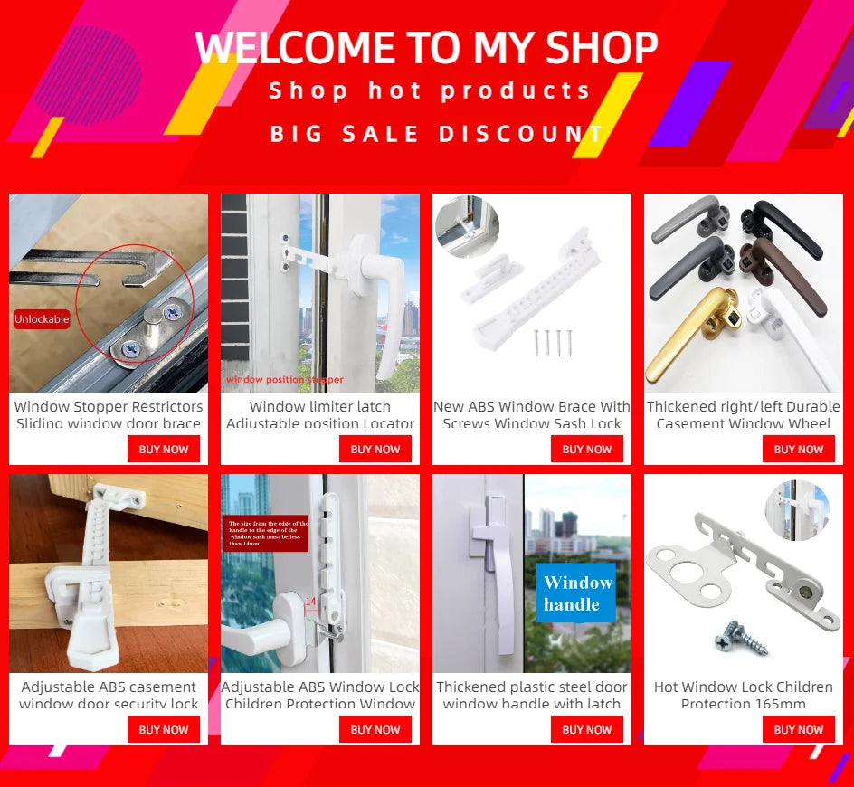 Plastic Doors And Windows Security Lock UPVC Replacement Sash Jammer Safety hasps Lever Handle Sweep Latch Child Protector