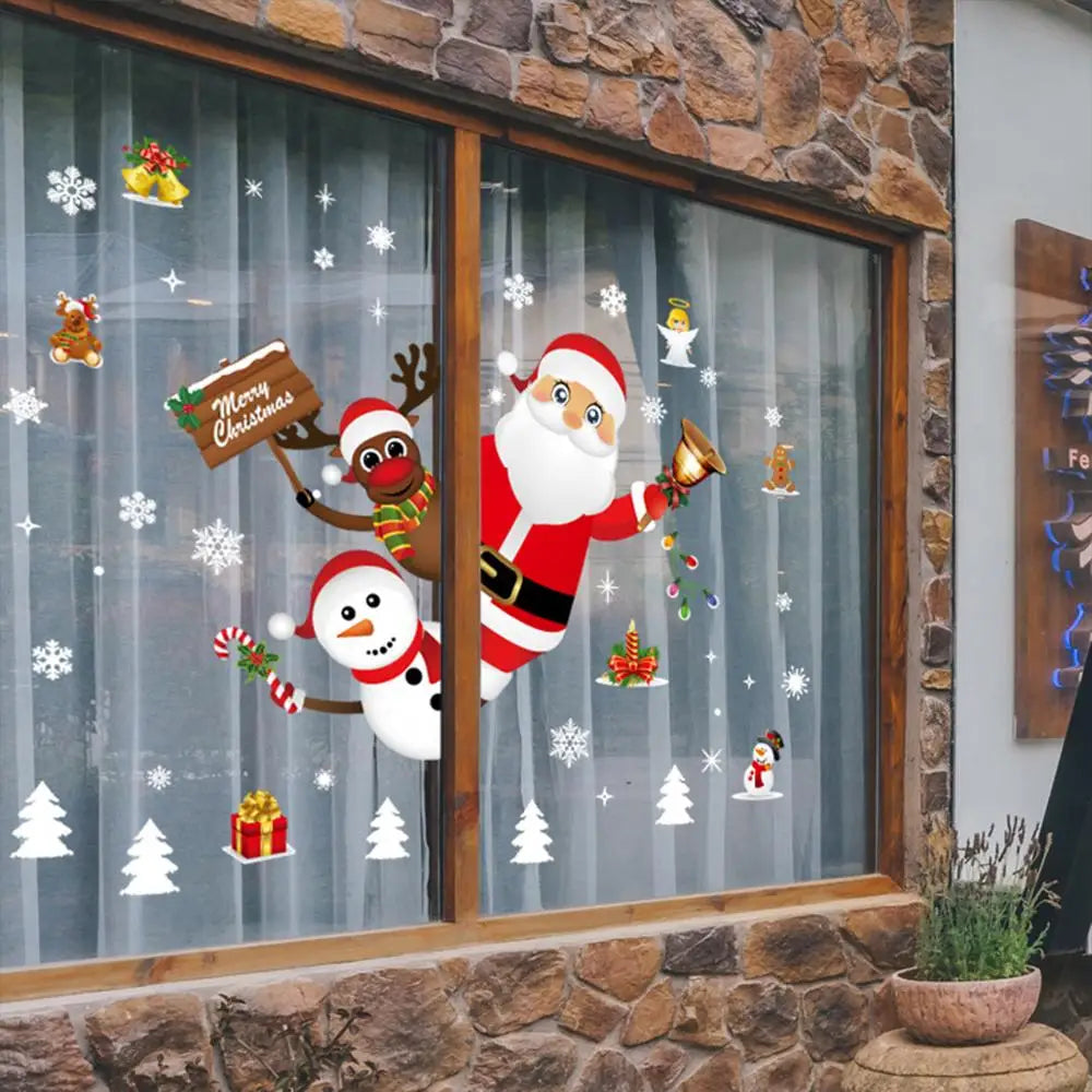 2025 Merry Christmas Wall Sticker Window Glass Merry Christmas Decor for Home Living Room Wall Decor 2026 Happy New Year Sticker