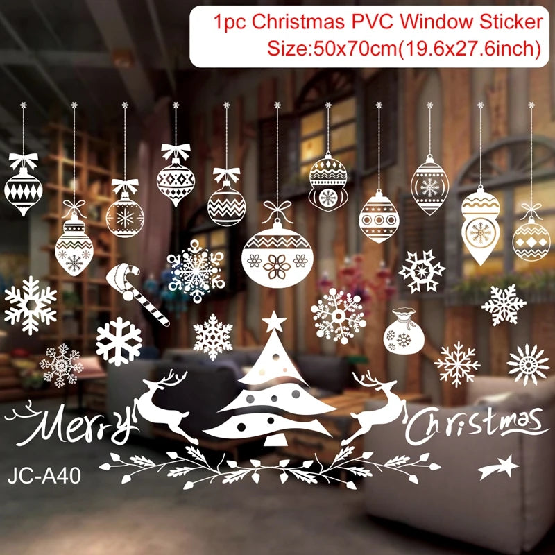 2025 Merry Christmas Wall Sticker Window Glass Merry Christmas Decor for Home Living Room Wall Decor 2026 Happy New Year Sticker