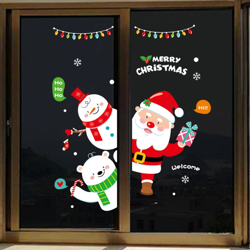 2025 Merry Christmas Wall Sticker Window Glass Merry Christmas Decor for Home Living Room Wall Decor 2026 Happy New Year Sticker