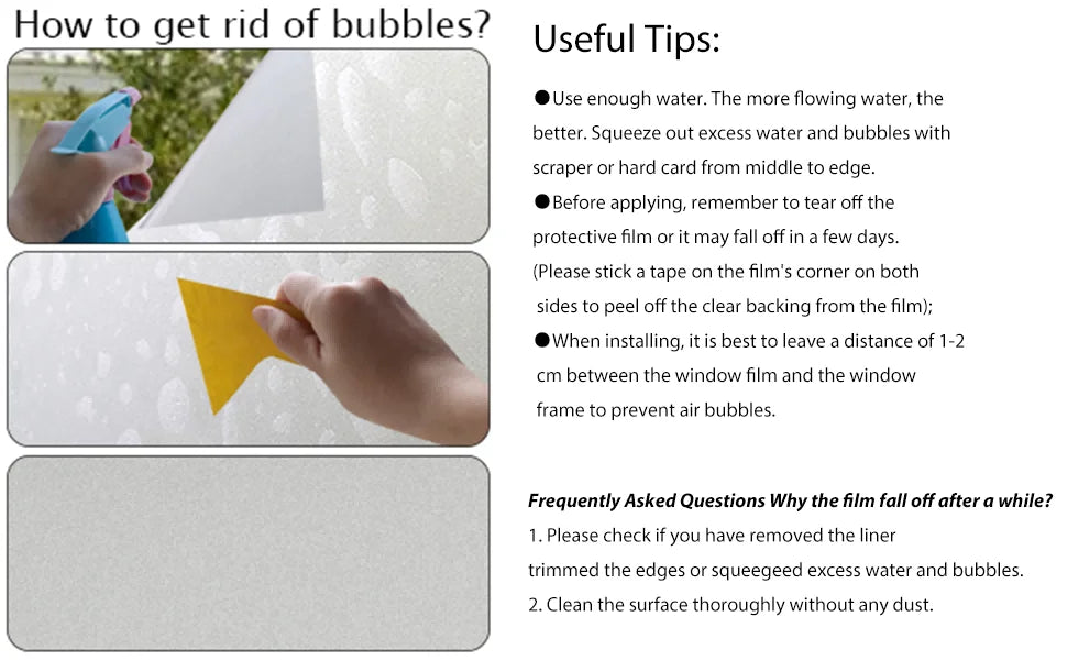 Frosted Window Privacy Film Heat Control UV Blocking, Static Cling Non-Adhesive Reusable Door coverings for Bathroom Home Office