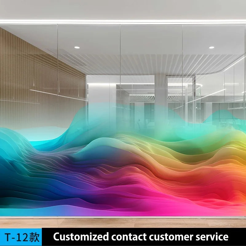 AIMOR Sticker Self-adhesive Customized Printing LOGO Decoration Office Use Translucency Semi-privacy Gradient Window Glass Film