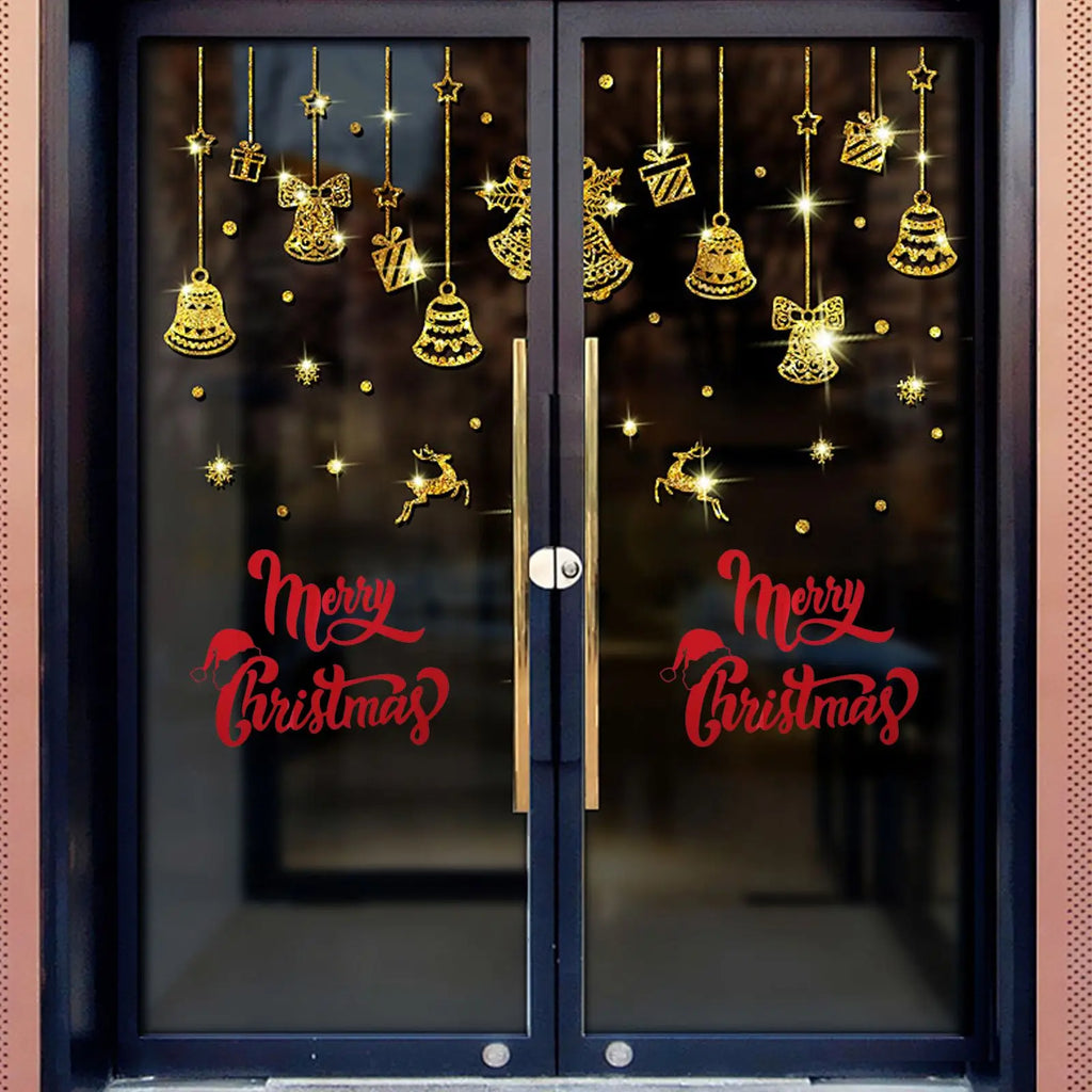 Merry Christmas Wall Stickers Showcase Window Festival Decals Santa Murals New Year Christmas Decorations for Home 20x27cm  ﻿