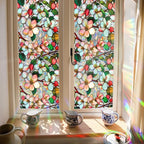 Sun Catcher Static Glass Stickers Non-Adhesive Window Sticker Decorative Privacy Flower Decal Painted Glass Rainbow Film Decors