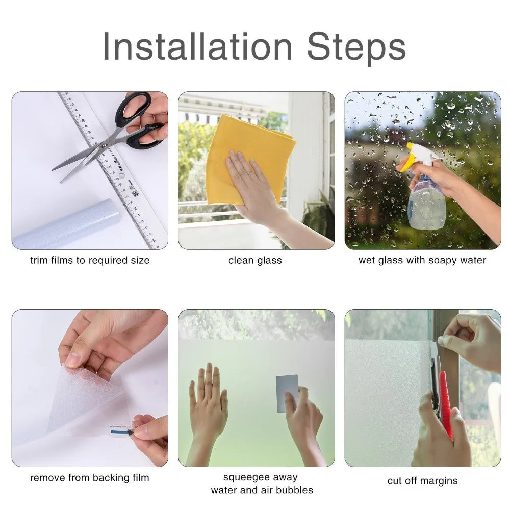 Privacy Glass Window Film Bamboo Pattern Frosted Glass Door Film Sun Blocking Glue-Free Static Adhesive Glass Window Stickers