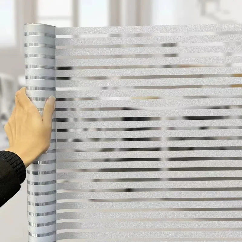 Horizontal Stripesd Glass Window Film Privacy Frosted Glass Window Sticker Translucent Opaque Sticker Suitable for Kitchen Offices and Other Scenes