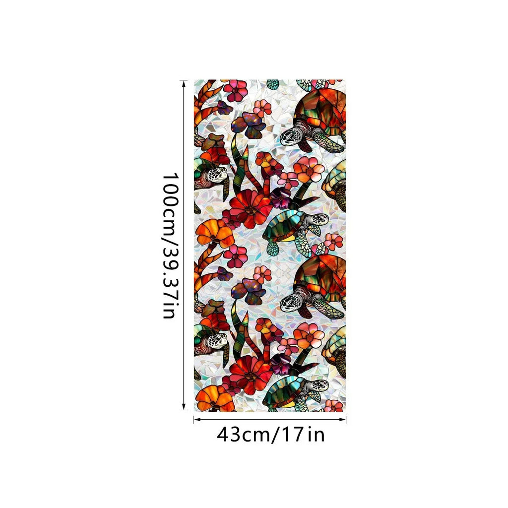 Sun Catcher Static Glass Stickers Non-Adhesive Window Sticker Decorative Privacy Flower Decal Painted Glass Rainbow Film Decors