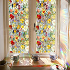 Sun Catcher Static Glass Stickers Non-Adhesive Window Sticker Decorative Privacy Flower Decal Painted Glass Rainbow Film Decors