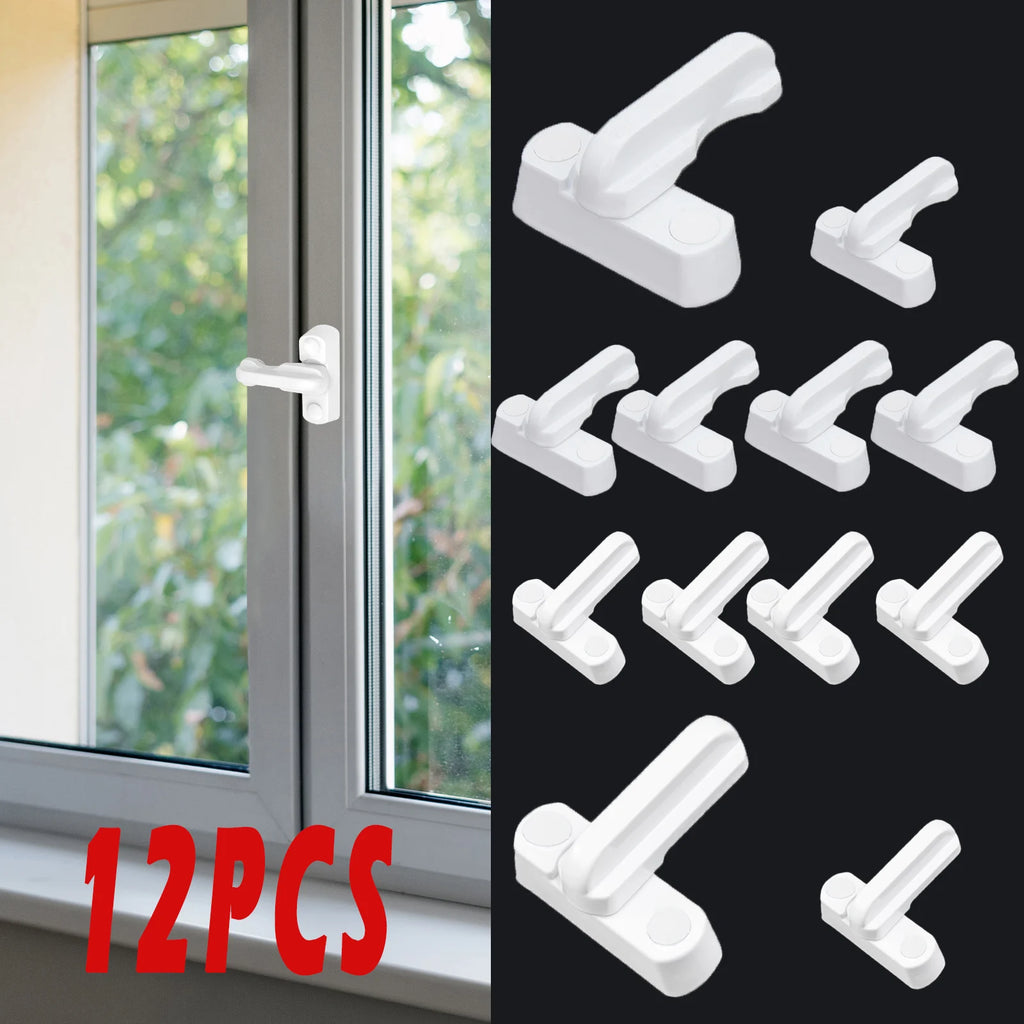12 Pcs Window Latch Aluminium Safety Window Handle Child Lock with Screws 180° Rotating for Home Apartment UPVC PVC Door Window