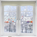 Christmas Window Stickers Blue Snowman Santa Decorative Films Reusable Snowflake Elk Ornaments Merry 2025 Happy New Year 2026