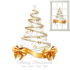 Christmas Window Decals 25.59x17.72 Inch Decal Pvc Double-Sided Golden Christmas Tree Window Sticker for Home Window Wall Decor