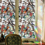 Sun Catcher Static Glass Stickers Non-Adhesive Window Sticker Decorative Privacy Flower Decal Painted Glass Rainbow Film Decors