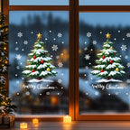 1/2pcs Christmas Window Stickers Reusable Window Decoration Supplies Christmas Tree Snowman Snowflake Glass Decorations Tools