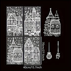 4 sheets/set Large Christmas Window Clings - Snowman & Snowflake Decals for Festive Glass Decoration,Snowy house wall stickers
