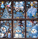 Christmas Window Stickers Winter Snowman Santa Claus Snowflake Reindeer Static Electricity Stickers Ornaments Xmas Home Decor
