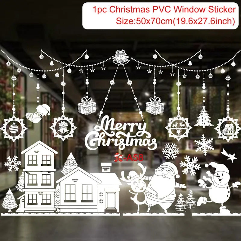 Christmas Window Stickers Christmas Wall Sticker Room Wall Decals Merry Christmas Decors 2024 For Home New Year Stickers 2025