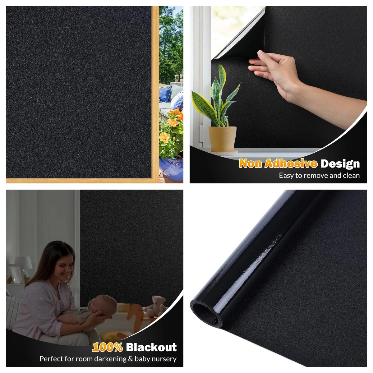 Wide 75/90 Cm Frosted Window Privacy Film, Non-Adhesive Window Glass Films, Heat Control Static Cling Removable Window Stickers