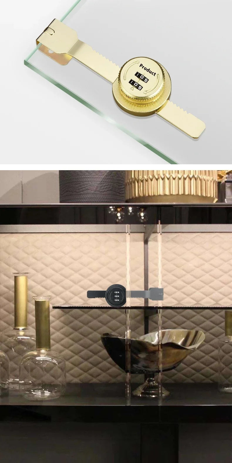 ZEXEF Glass Cabinet Password Lock Glass Sliding Door Lock Storage Display Cabinet Window Double Open Combination Lock Hardware