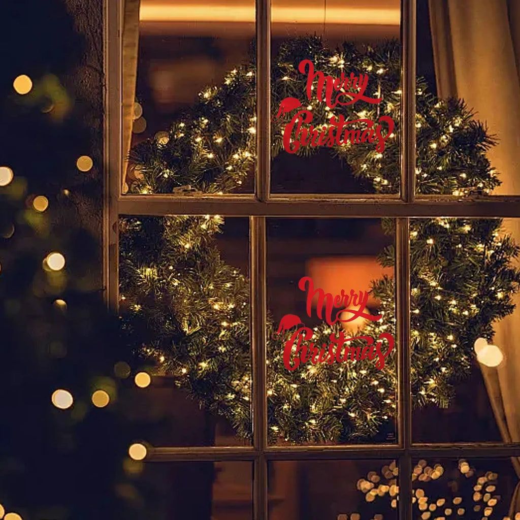 Merry Christmas Wall Stickers Showcase Window Festival Decals Santa Murals New Year Christmas Decorations for Home 20x27cm  ﻿