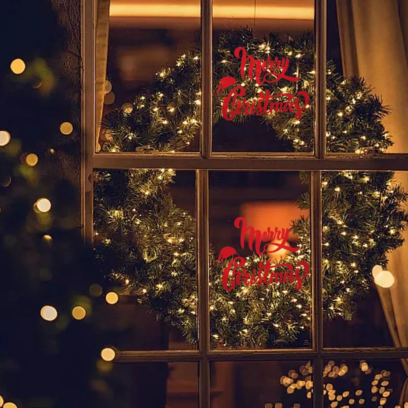 Merry Christmas Wall Stickers Showcase Window Festival Decals Santa Murals New Year Christmas Decorations for Home 20x27cm  ﻿