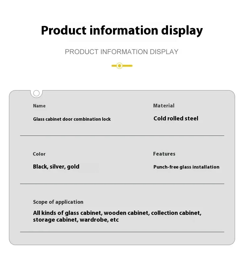 ZEXEF Glass Cabinet Password Lock Glass Sliding Door Lock Storage Display Cabinet Window Double Open Combination Lock Hardware