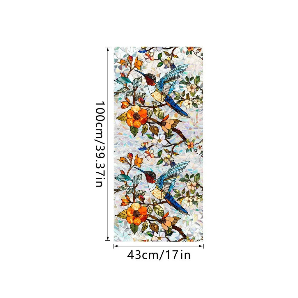 Sun Catcher Static Glass Stickers Non-Adhesive Window Sticker Decorative Privacy Flower Decal Painted Glass Rainbow Film Decors