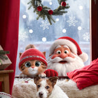 Reusable Christmas Window Stickers Static Cling PVC Santa Cat Snowflake for Glass Mirror Home Party No Residue