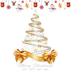Christmas Window Decals 25.59x17.72 Inch Decal Pvc Double-Sided Golden Christmas Tree Window Sticker for Home Window Wall Decor