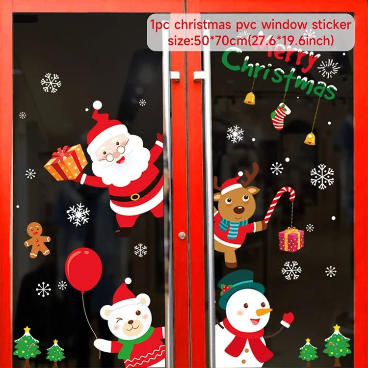 Christmas Window Stickers Christmas Wall Sticker Room Wall Decals Merry Christmas Decors 2024 For Home New Year Stickers 2025