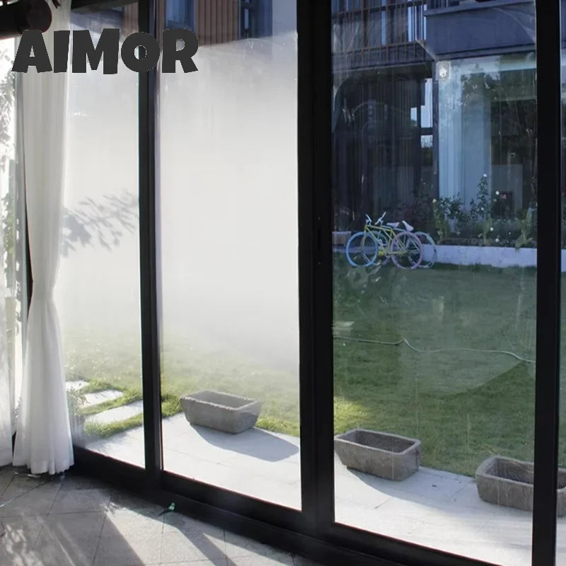 AIMOR Decoration Foil Sticker Self-adhesive Office Use Translucency Semi-privacy White Dot One-way Gradient Window Film Glass