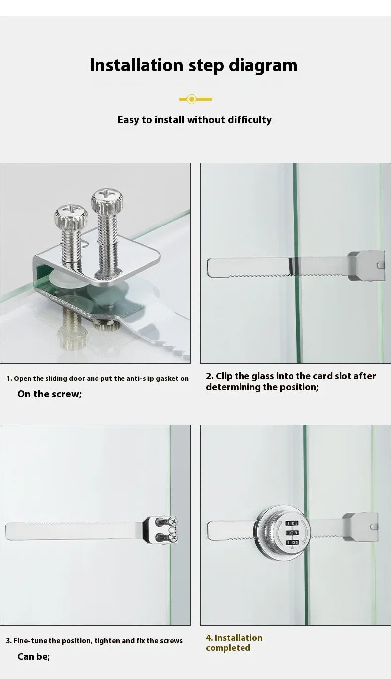ZEXEF Glass Cabinet Password Lock Glass Sliding Door Lock Storage Display Cabinet Window Double Open Combination Lock Hardware