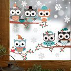 Christmas Owl On Branch Wall Stickers For Home Decor Mural Living Room Decoration Wallpaper Glass Window New Year Festival Decal