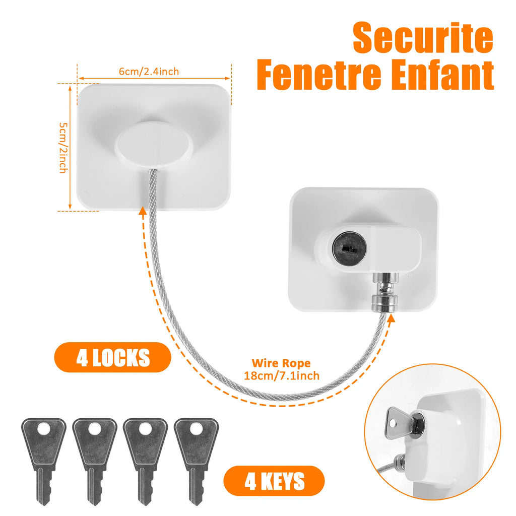 4Pcs Window Restrictor Sturdy Door Restrictor Lock Window Safety Lock Durable Childproof Security Lock with Key Baby Window Lock
