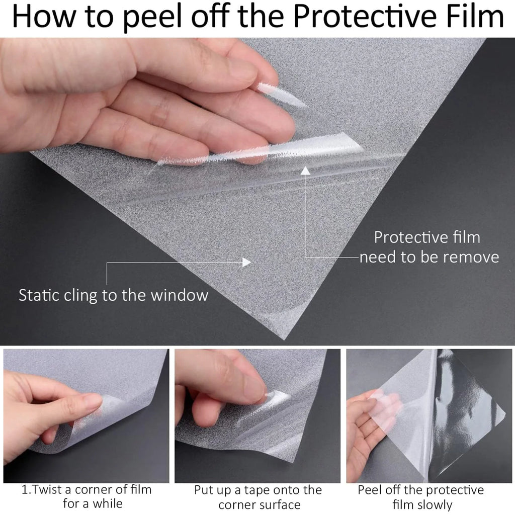 Frosted Window Privacy Film Heat Control UV Blocking, Static Cling Non-Adhesive Reusable Door coverings for Bathroom Home Office