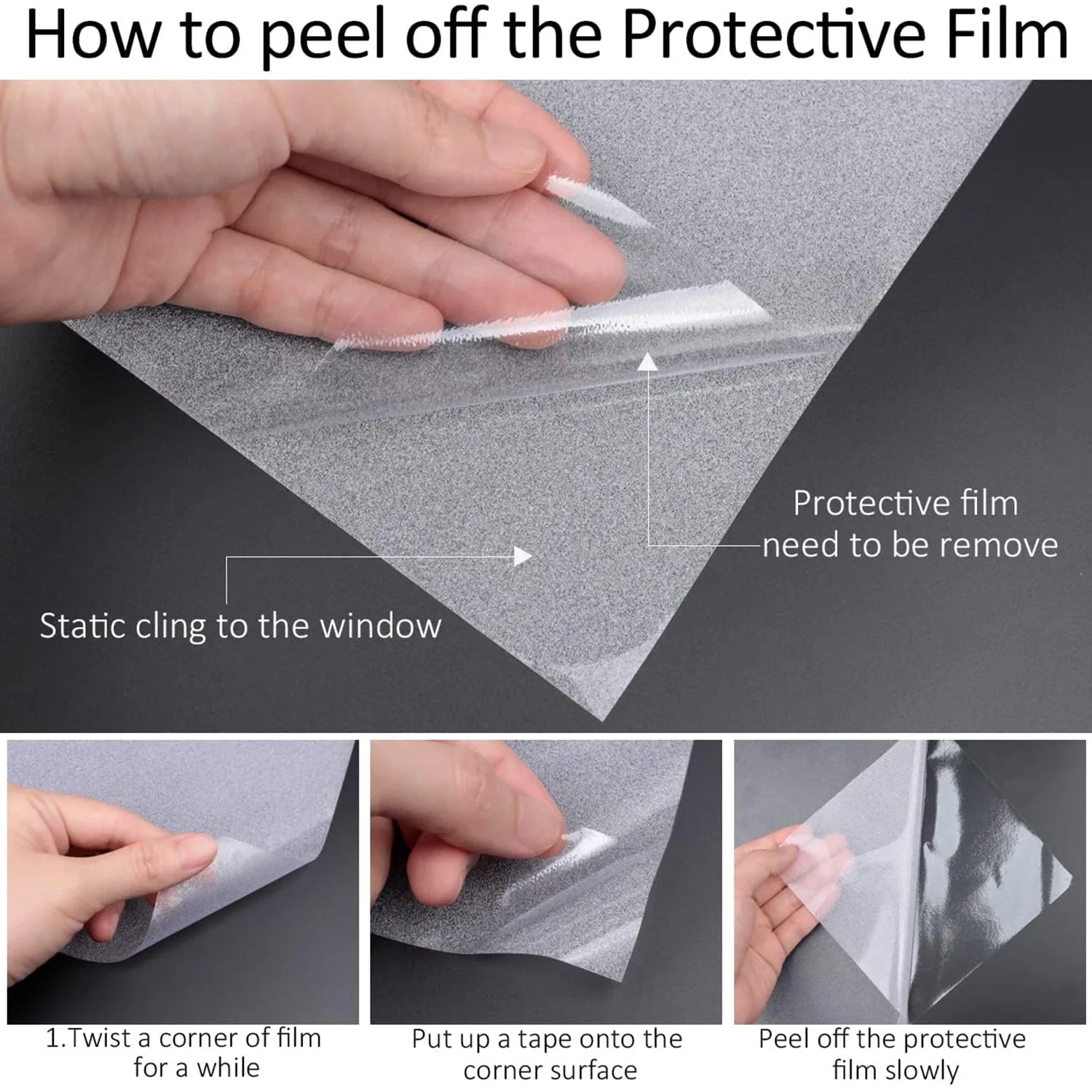 Frosted Window Privacy Film Heat Control UV Blocking, Static Cling Non-Adhesive Reusable Door coverings for Bathroom Home Office