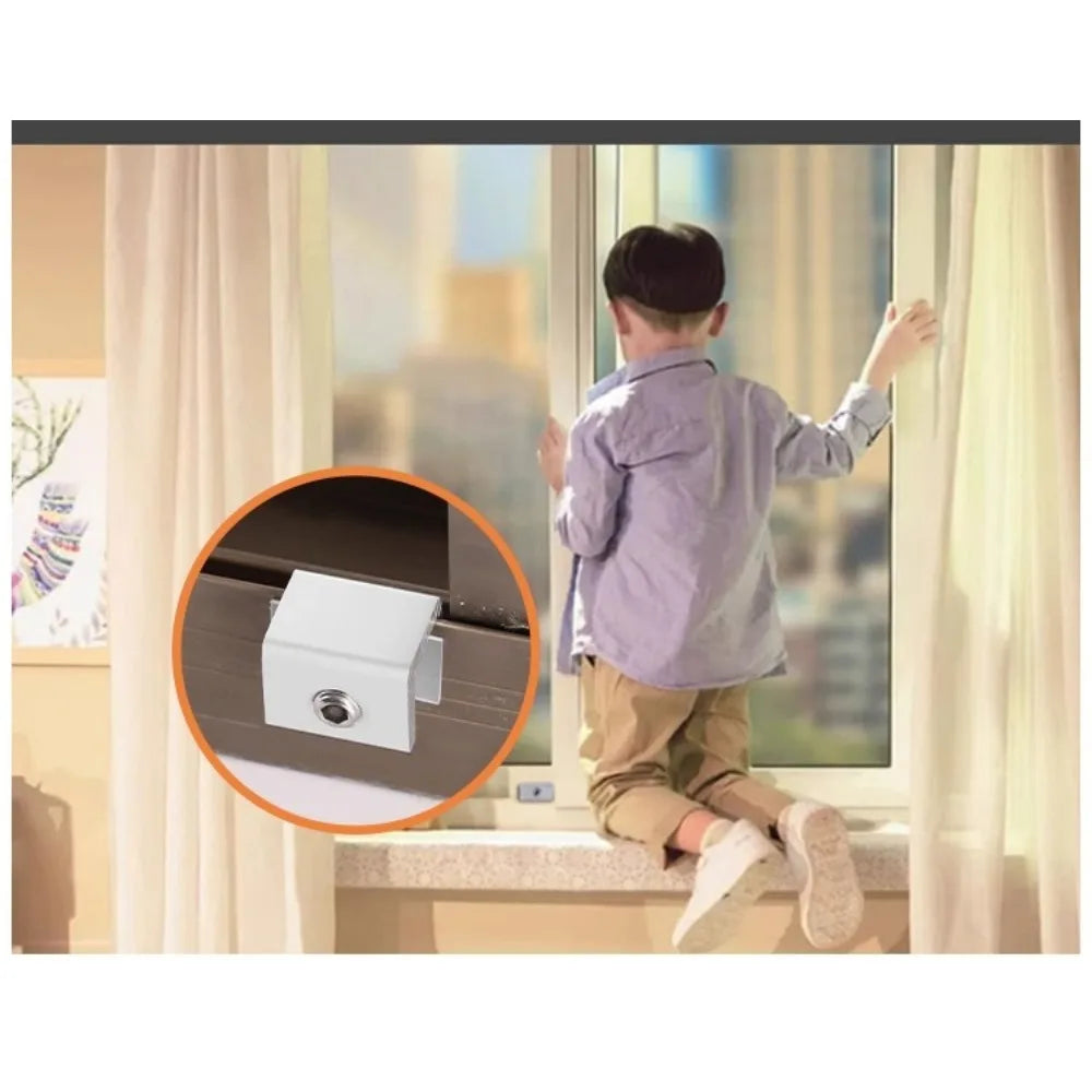 2 PCS Window Lock Buckle Fixed Alloy Non Perforated Window Lock Buckle Child Protection Safety Anti Pinch Anti-theft Lock Buckle