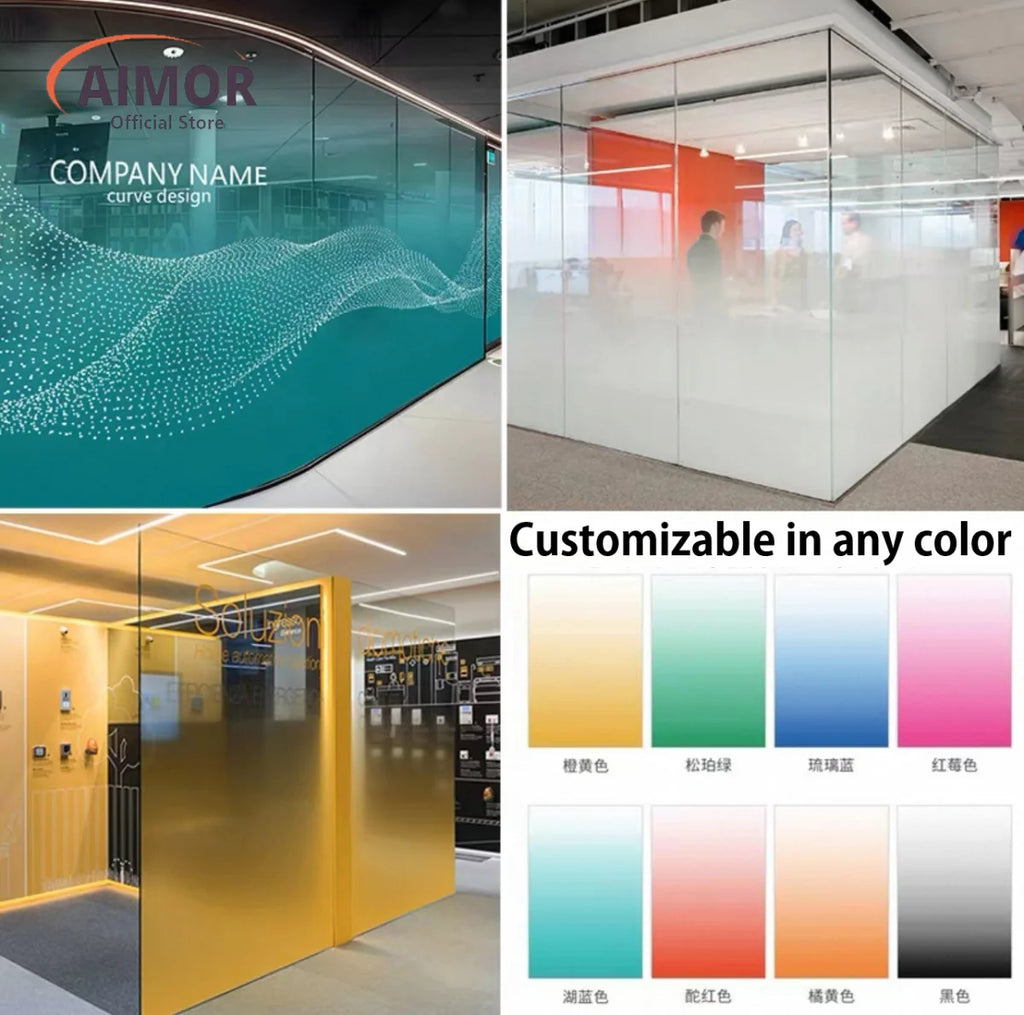 AIMOR Sticker Self-adhesive Customized Printing LOGO Decoration Office Use Translucency Semi-privacy Gradient Window Glass Film
