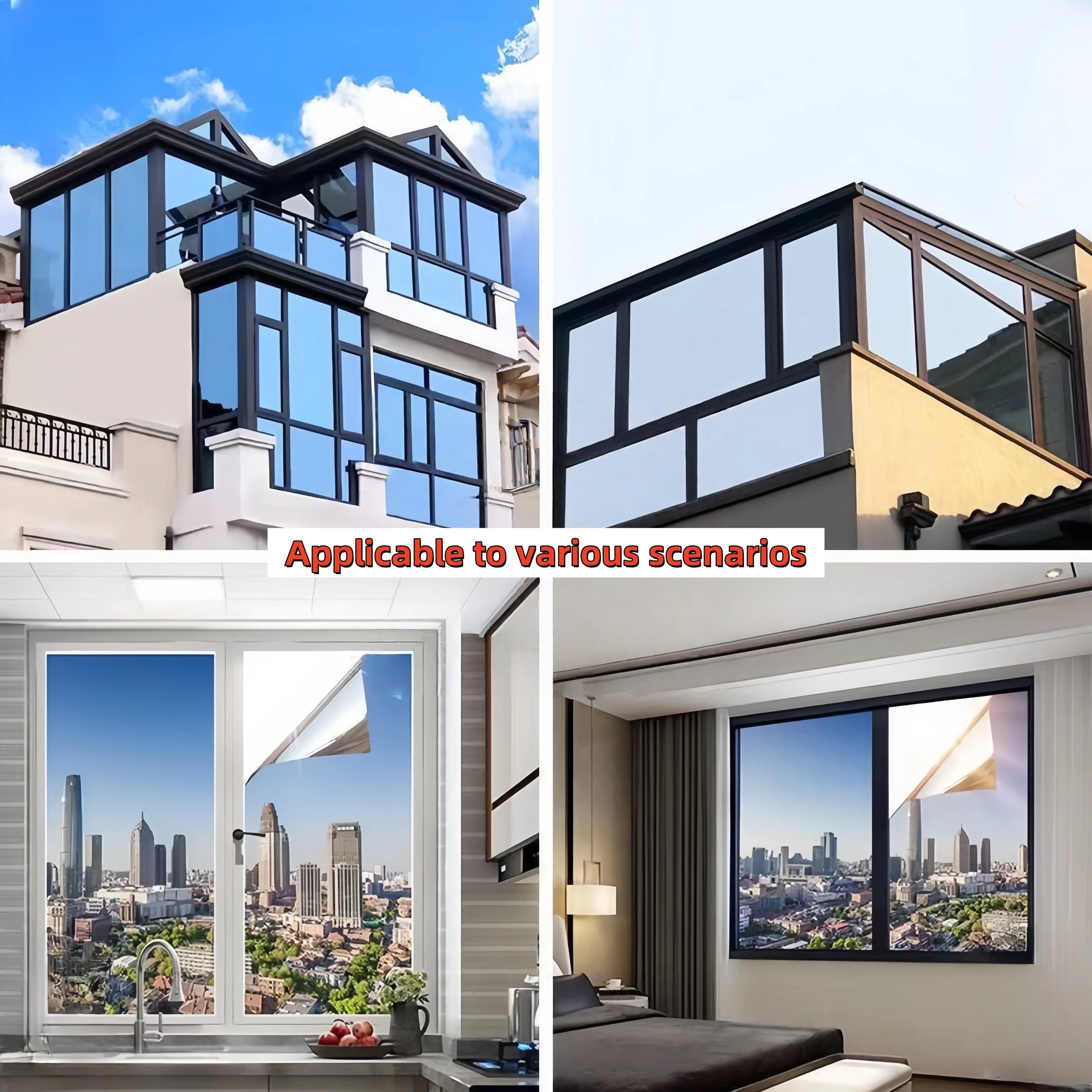 One-Way Perspective Glass Window Sticker Insulating Window Film Window Privacy Film Isolation 99% Uv Mirror Reflection
