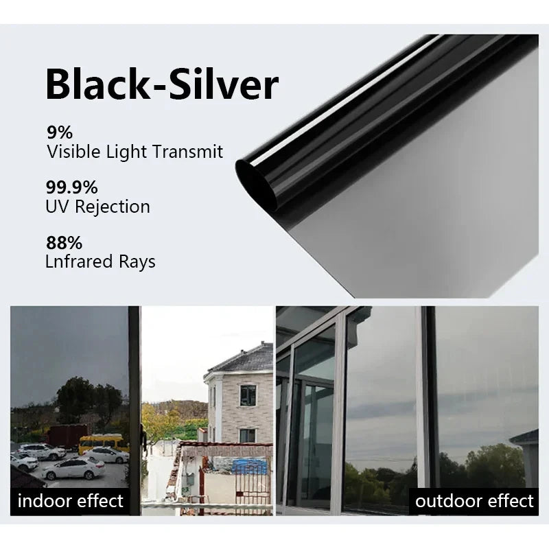 House Anti Look Window Privacy Film Adhesive Vinyl Mirror Foil One Way Car Glass Screen Tint Stickers Rolls UV Protection Tools