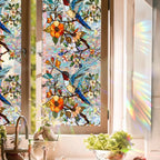 Sun Catcher Static Glass Stickers Non-Adhesive Window Sticker Decorative Privacy Flower Decal Painted Glass Rainbow Film Decors