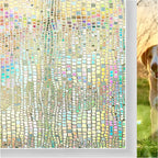 Window Privacy Film Rainbow 3D Decorative Glass Vinyl Stained Glass Decals Static Cling Window Sticker Non-Adhesive Films