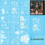 9 sheets Christmas Static Window Stickers, Seamless and Easy to - Snowflake Theme "Merry Christmas" Letters - Christmas Tree