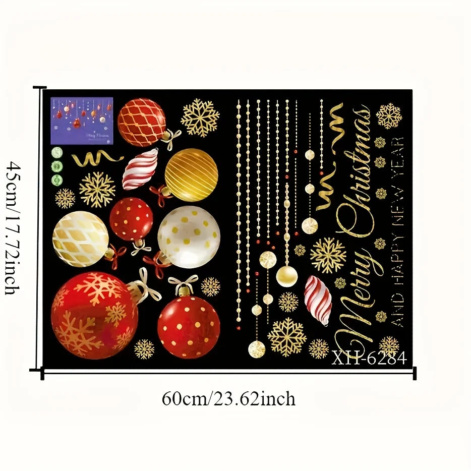 1pc Reusabl Window Stickers - Cartoon Snowflake & Merry Christmas Decals,White & Red DIY Holiday Decor for Glass Doors & Windows